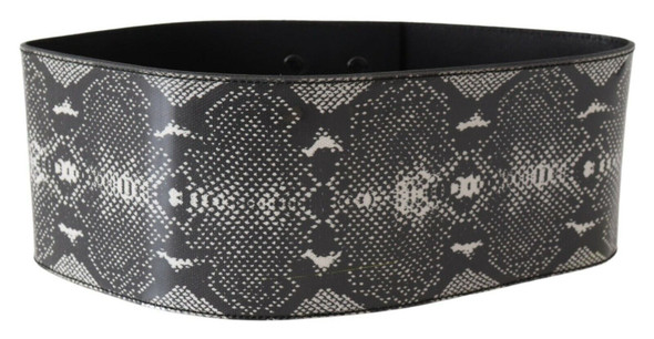 Ermanno Scervino Black Wide Leather Snakeskin Design Waist Belt Ermanno Scervino Black Wide Leather Snakeskin Design Waist Belt