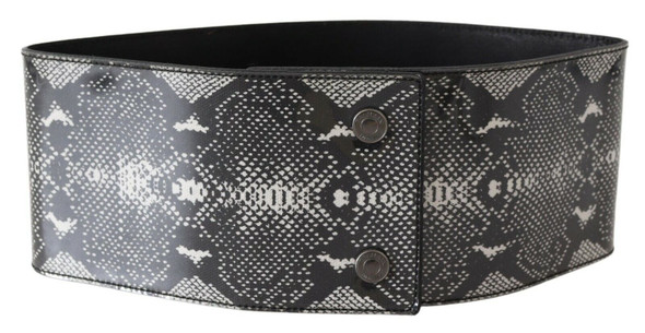 Ermanno Scervino Black Wide Leather Snakeskin Design Waist Belt Ermanno Scervino Black Wide Leather Snakeskin Design Waist Belt