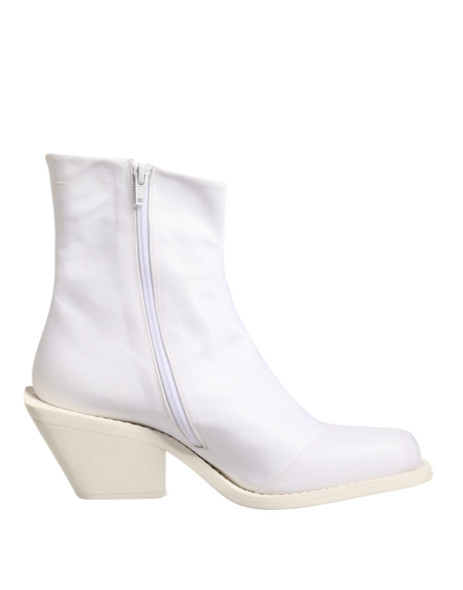White Square Heel Zip Ankle Boots Shoes White Square Heel Zip Ankle Boots Shoes