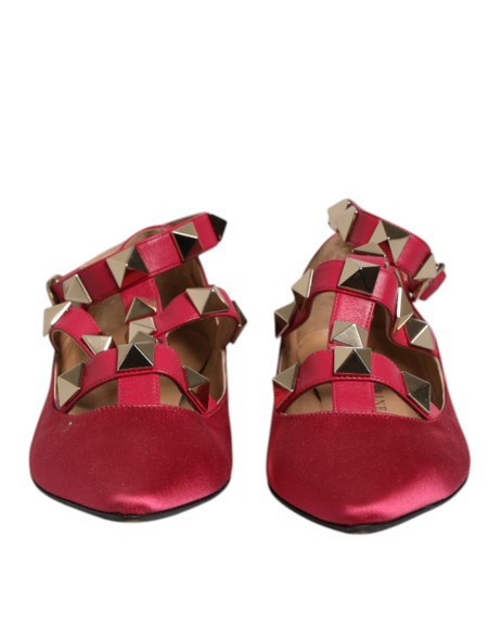 Prosperine Red Gold Studded Pointed Toe Ballet Flats Shoes Prosperine Red Gold Studded Pointed Toe Ballet Flats Shoes