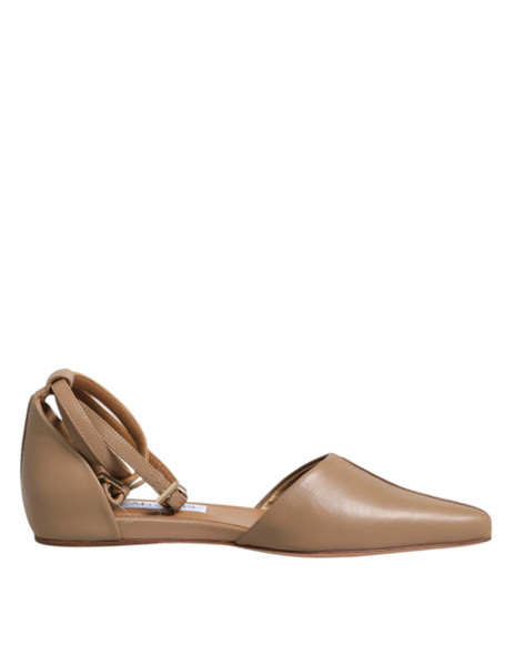 Max Mara Beige Leather Pointed Toe Sandals Ballet Flat Shoes Max Mara Beige Leather Pointed Toe Sandals Ballet Flat Shoes