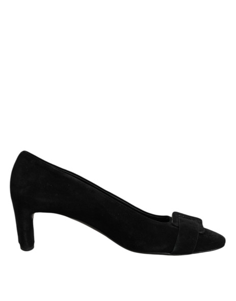DEL CARLO Black Suede Leather Slip On High Heels Pump Shoes DEL CARLO Black Suede Leather Slip On High Heels Pump Shoes