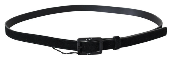 Black Leather Velvet Square Buckle Waist Black Leather Velvet Square Buckle Waist