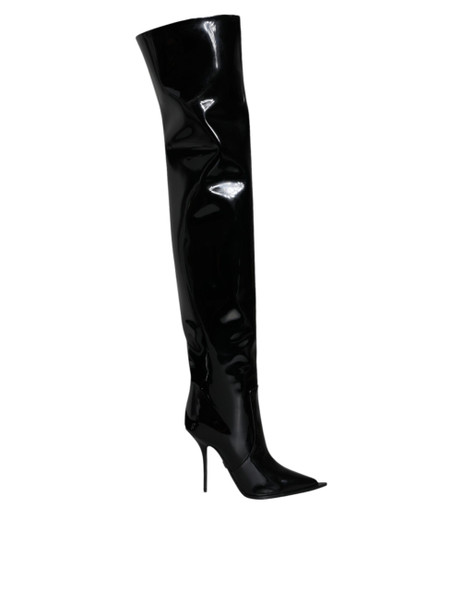 Black Patent Leather Knee High Boots Shoes Black Patent Leather Knee High Boots Shoes