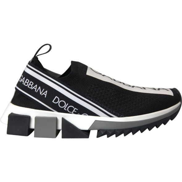 Dolce & Gabbana Black White Slip On Sorrento Sneakers Shoes LA12919 Dolce & Gabbana Black White Slip On Sorrento Sneakers Shoes LA12919