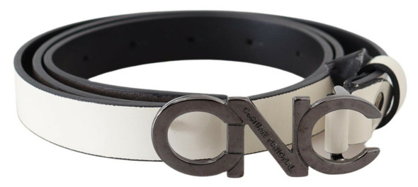 Belt Mettalic Gray Leather Logo Belt Belt Mettalic Gray Leather Logo Belt