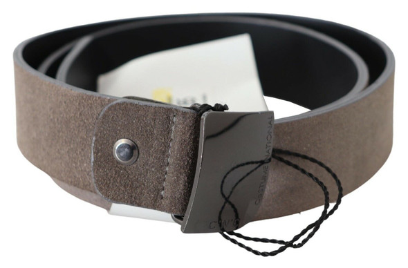 Costume National Brown Leather Square Logo Buckle Belt Costume National Brown Leather Square Logo Buckle Belt