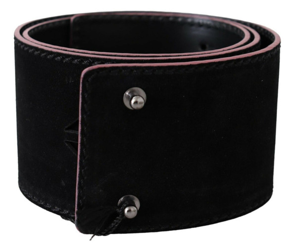 Black Leather Wide Waist Studded Women Belt Black Leather Wide Waist Studded Women Belt