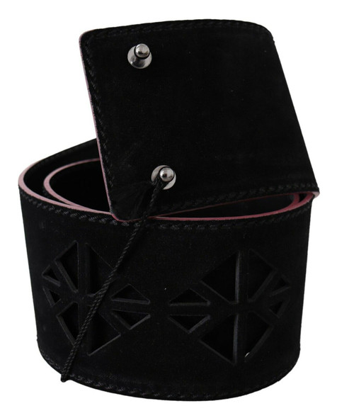 Black Leather Wide Waist Studded Women Belt Black Leather Wide Waist Studded Women Belt