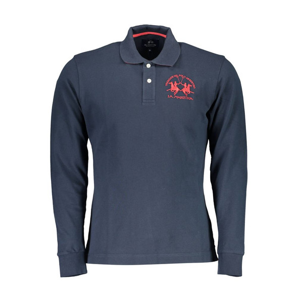 La Martina Blue Cotton Polo Shirt LA-27696 La Martina Blue Cotton Polo Shirt LA-27696