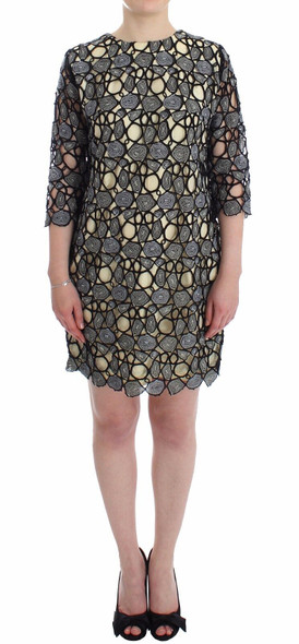 Black Cream Sheath Dress Shift Mini Dress Black Cream Sheath Dress Shift Mini Dress