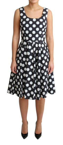 Dolce & Gabbana Black Polka Dotted Cotton A-Line Dress DR2754 Dolce & Gabbana Black Polka Dotted Cotton A-Line Dress DR2754
