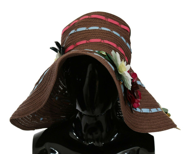 Brown Knitted Straw Floral Hat Brown Knitted Straw Floral Hat