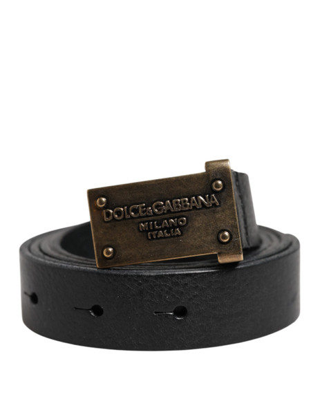 Dolce & Gabbana Black Classic Leather Gold Metal Buckle Belt Dolce & Gabbana Black Classic Leather Gold Metal Buckle Belt