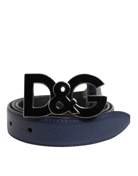 Dolce & Gabbana Blue Leather Classic Metal DG Logo Buckle Belt Dolce & Gabbana Blue Leather Classic Metal DG Logo Buckle Belt