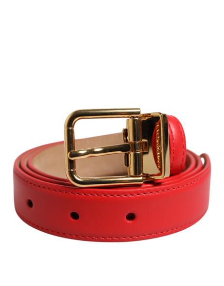 Dolce & Gabbana Red Leather Gold Metal Buckle Cintura Belt Dolce & Gabbana Red Leather Gold Metal Buckle Cintura Belt