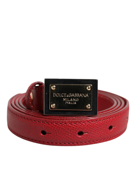 Dolce & Gabbana Red Leather Square Metal Buckle Cintura Belt Dolce & Gabbana Red Leather Square Metal Buckle Cintura Belt