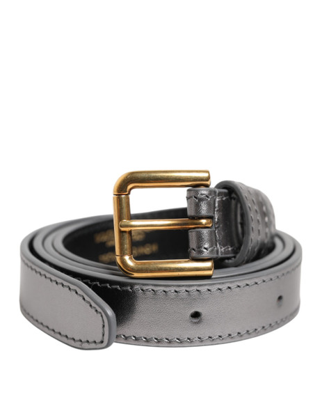 Silver Logo Engraved Metal Waist Buckle Belt Silver Logo Engraved Metal Waist Buckle Belt