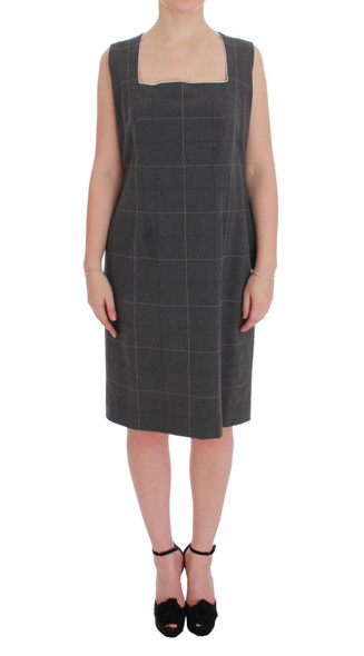 Gray Checkered Cotton Blazer Dress Set Suit Gray Checkered Cotton Blazer Dress Set Suit