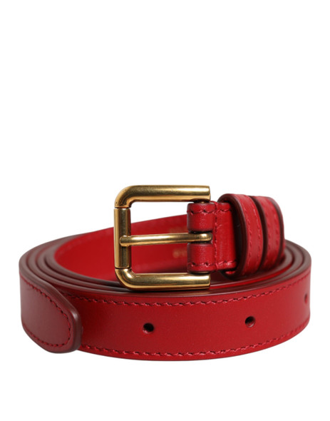 Red Logo Engraved Metal Waist Buckle Belt Red Logo Engraved Metal Waist Buckle Belt