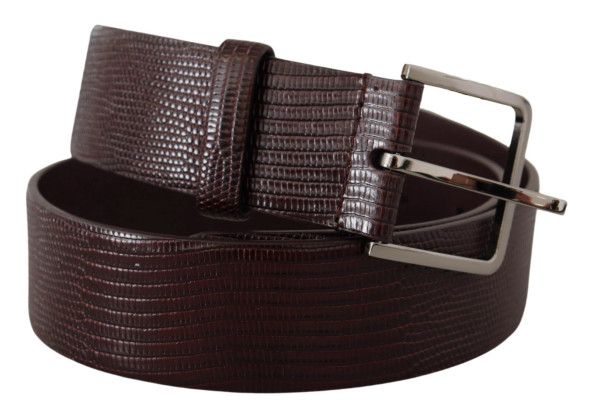 Dolce & Gabbana Dark Brown Calf Leather Silver Logo Metal Buckle Belt Dolce & Gabbana Dark Brown Calf Leather Silver Logo Metal Buckle Belt