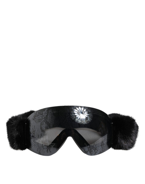 Dolce & Gabbana Black Bi0759 Lace Mirrored Ski Goggles Mask Sunglasses Dolce & Gabbana Black Bi0759 Lace Mirrored Ski Goggles Mask Sunglasses