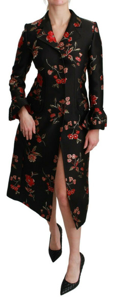 Black Floral Embroidered Jacket Coat Black Floral Embroidered Jacket Coat