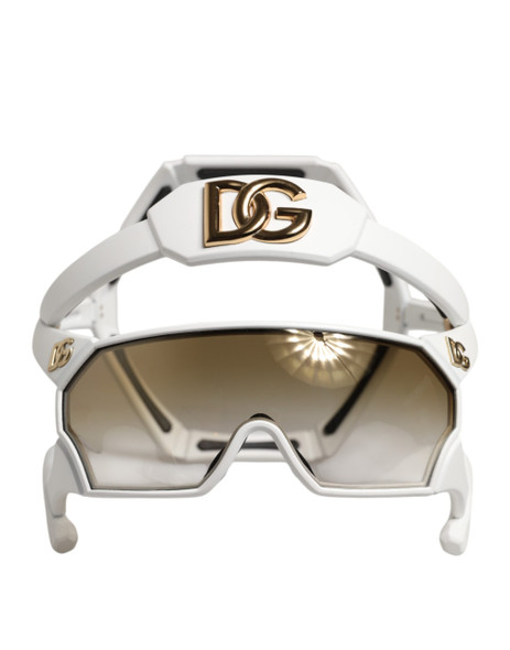 Dolce & Gabbana White Acetate Next Generation Mask Eyewear Sunglasses Dolce & Gabbana White Acetate Next Generation Mask Eyewear Sunglasses