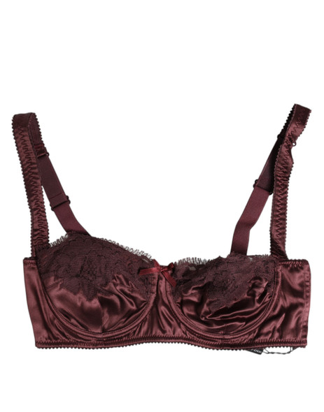 Dolce & Gabbana Burgundy Silk Underwired Balconette Bra Underwear Dolce & Gabbana Burgundy Silk Underwired Balconette Bra Underwear