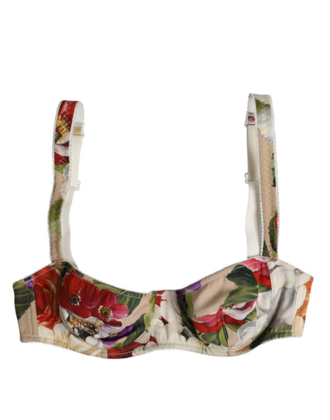 Dolce & Gabbana Beige Floral Balconcino Underwired Bra Underwear Dolce & Gabbana Beige Floral Balconcino Underwired Bra Underwear