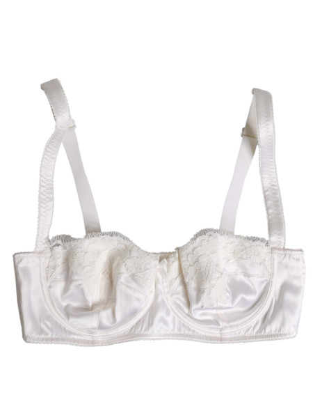 Dolce & Gabbana White Silk Underwired Balconette Bra Underwear Dolce & Gabbana White Silk Underwired Balconette Bra Underwear
