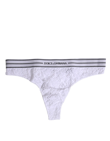 Dolce & Gabbana White Nylon Floral Lace Bottom Panty Underwear Dolce & Gabbana White Nylon Floral Lace Bottom Panty Underwear