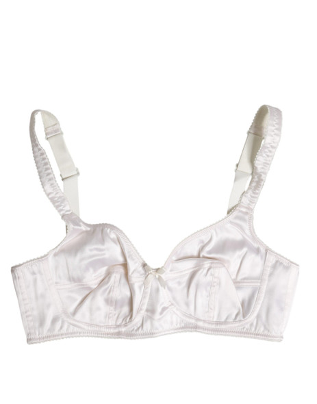 Dolce & Gabbana White Silk Balconette Non Wire Bra Underwear Dolce & Gabbana White Silk Balconette Non Wire Bra Underwear
