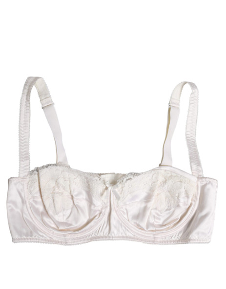 Dolce & Gabbana White Silk Underwired Balconette Bra Underwear BIK1446 Dolce & Gabbana White Silk Underwired Balconette Bra Underwear BIK1446