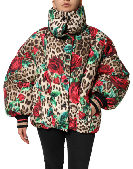 Dolce & Gabbana Multicolor Leopard Rose Puffer Quilted Jacket Dolce & Gabbana Multicolor Leopard Rose Puffer Quilted Jacket