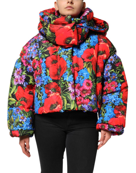 Dolce & Gabbana Multicolor Floral Hooded Puffer Coat Jacket Dolce & Gabbana Multicolor Floral Hooded Puffer Coat Jacket