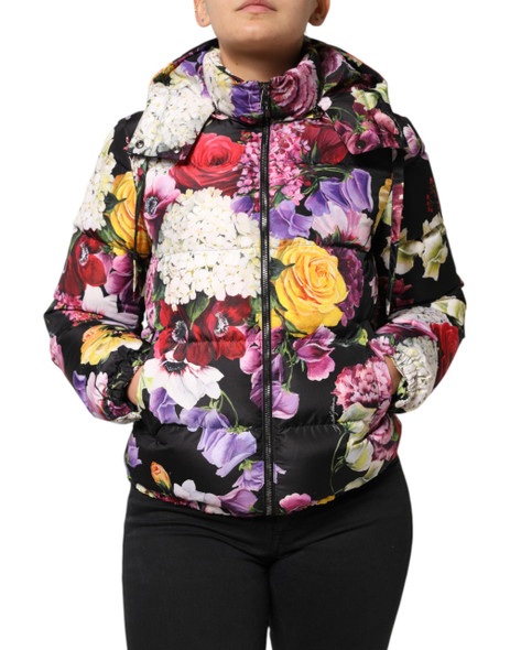 Dolce & Gabbana Multicolor Floral Hooded Puffer Quilted Jacket Dolce & Gabbana Multicolor Floral Hooded Puffer Quilted Jacket