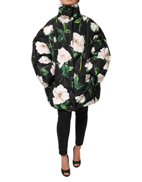Dolce & Gabbana Black Floral Print Puffer Quilted Jacket Dolce & Gabbana Black Floral Print Puffer Quilted Jacket