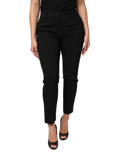 Dolce & Gabbana Black Wool High Waist Tapered Pants PAN76558 Dolce & Gabbana Black Wool High Waist Tapered Pants PAN76558