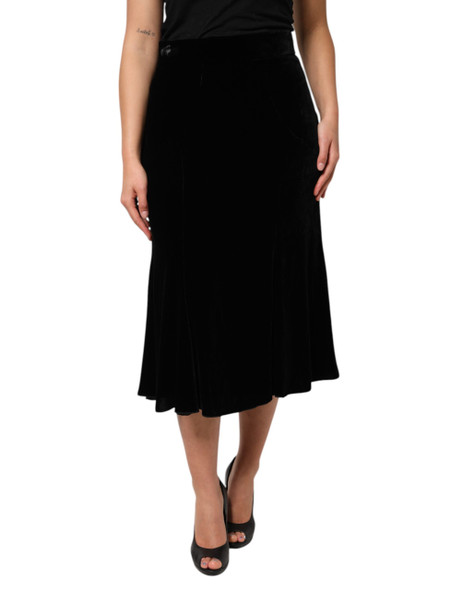 Black High Waist Fit Flared Midi Skirt Black High Waist Fit Flared Midi Skirt