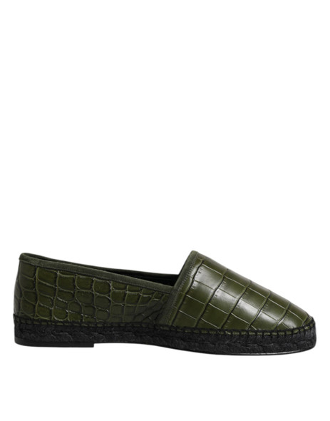 Green Exotic Leather Espadrilles Slip On Shoes Green Exotic Leather Espadrilles Slip On Shoes