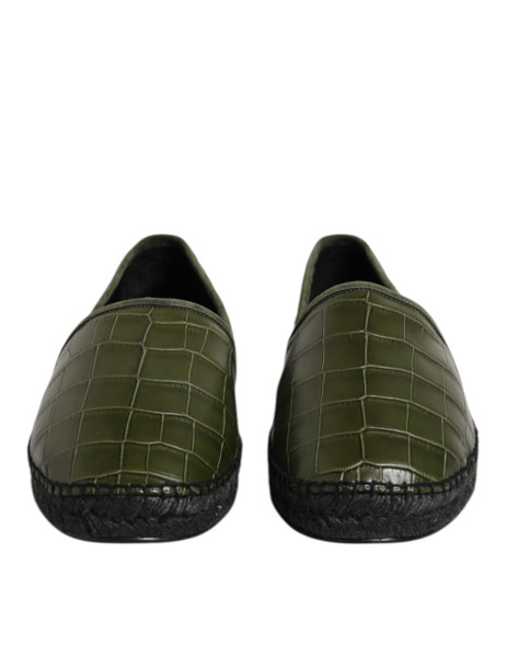 Green Exotic Leather Espadrilles Slip On Shoes Green Exotic Leather Espadrilles Slip On Shoes