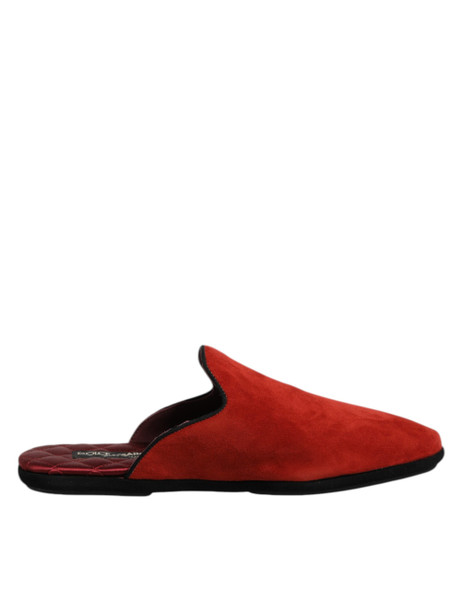 Dolce & Gabbana Orange Suede Slides Flat Slipper Shoes Dolce & Gabbana Orange Suede Slides Flat Slipper Shoes