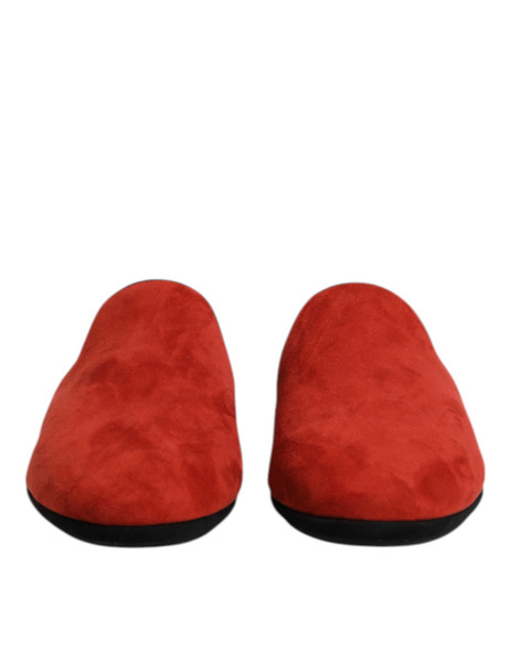 Dolce & Gabbana Orange Suede Slides Flat Slipper Shoes Dolce & Gabbana Orange Suede Slides Flat Slipper Shoes