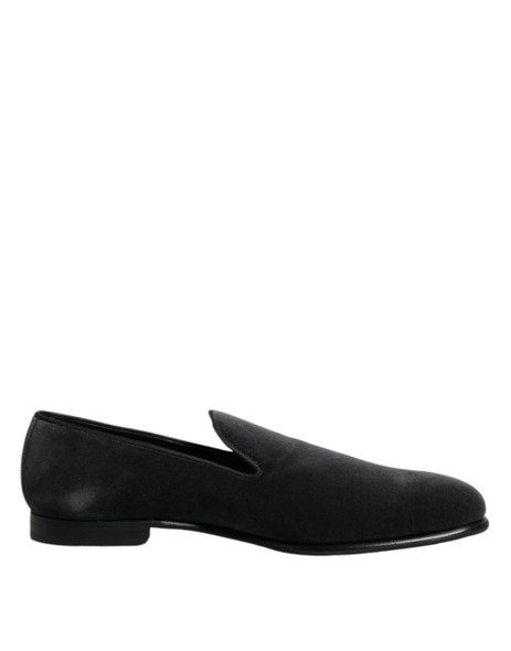 Dolce & Gabbana Black Velvet Slip On Loafers Formal Shoes MV7559 Dolce & Gabbana Black Velvet Slip On Loafers Formal Shoes MV7559