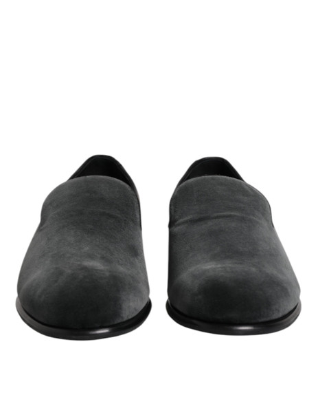Dolce & Gabbana Black Velvet Slip On Loafers Formal Shoes MV7559 Dolce & Gabbana Black Velvet Slip On Loafers Formal Shoes MV7559