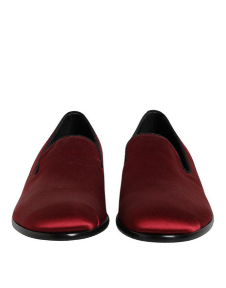 Dolce & Gabbana Red Velvet Slip On Loafers Formal Shoes Dolce & Gabbana Red Velvet Slip On Loafers Formal Shoes