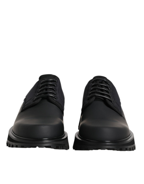 Dolce & Gabbana Black Leather Lace Up Trekking Dress Shoes MV7576 Dolce & Gabbana Black Leather Lace Up Trekking Dress Shoes MV7576