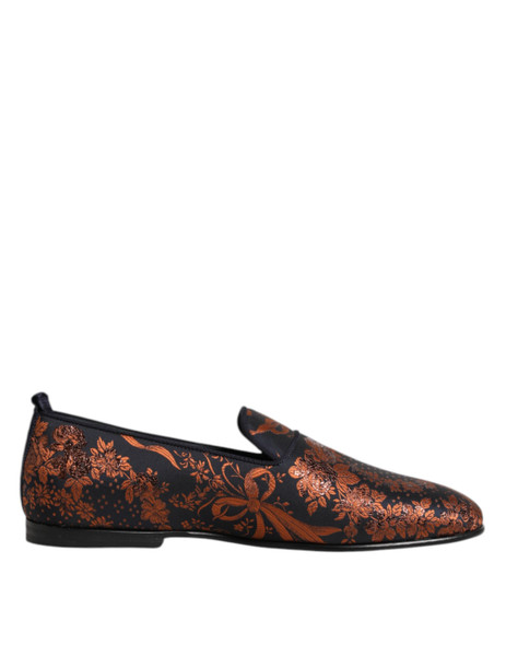 Dolce & Gabbana Black Jacquard Polyester Slip On Loafers Shoes Dolce & Gabbana Black Jacquard Polyester Slip On Loafers Shoes