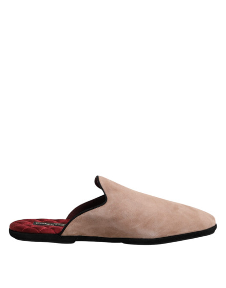 Beige Capra Suede Slides Flat Slipper Shoes Beige Capra Suede Slides Flat Slipper Shoes